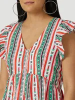 Women's Wrangler Southwestern Peplum Blouse White Multi