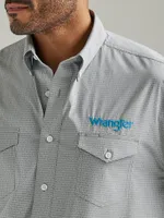 Men's Wrangler® Logo Long Sleeve Button-Down Print Shirt Smoky Gray