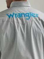 Men's Wrangler® Logo Long Sleeve Button-Down Print Shirt Smoky Gray