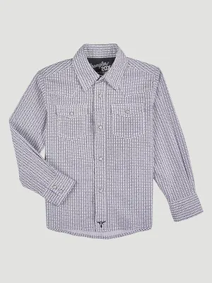 Boy's Wrangler® 20X® Advanced Comfort Western Snap Print Shirt Purple Honeycomb