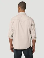 Men's Wrangler Retro® Premium Long Sleeve Button-Down Solid Shirt Pale Tan