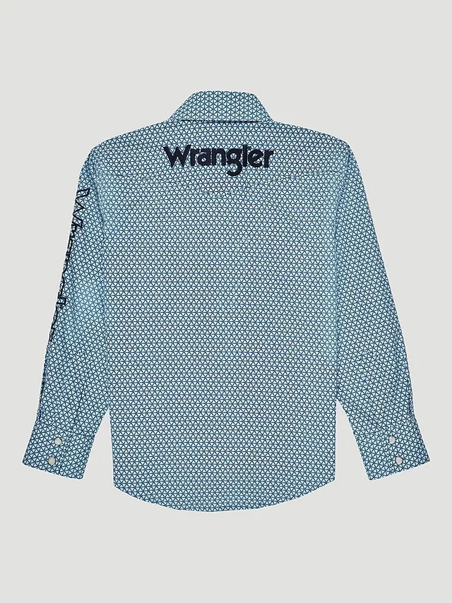 Men's Wrangler® Logo Long Sleeve Western Snap Print Shirt