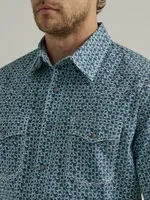 Men's Wrangler® 20X® Competition Advanced Comfort Short Sleeve Western Snap Print Shirt Navy Twilight