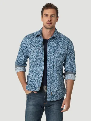 Men's Wrangler Retro® Premium Long Sleeve Button-Down Print Shirt Washed Paisley