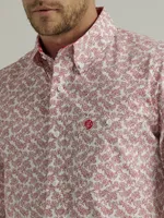 Men's George Strait Long Sleeve Button Down One Pocket Printed Shirt Floral Rouge