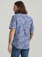 Men's Wrangler® 20X® Competition Advanced Comfort Short Sleeve Western Snap Print Shirt Watercolor Violet