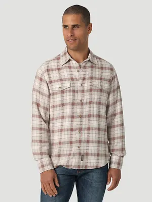 Wrangler Retro® Premium Long Sleeve Linen Western Snap Shirt Subtle
