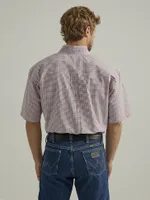 Men's George Strait® Short Sleeve 1 Pocket Button Down Plaid Shirt Orange Peel