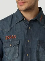 Men's Wrangler Collegiate Denim Western Snap Shirt University of Texas