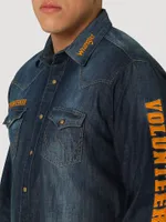 Men's Wrangler Collegiate Denim Western Snap Shirt University of Tennessee