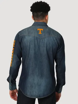 Men's Wrangler Collegiate Denim Western Snap Shirt University of Tennessee