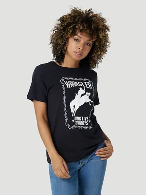 Women's Wrangler Short Sleeve Vintage Rodeo Graphic Tee Washed Black