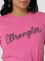 Women's Wrangler Retro® Short Sleeve Slim Fit Rope Logo T-Shirt Ibis Rose