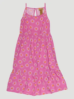 Girl's Sunflower Maxi Tank Dress Pink