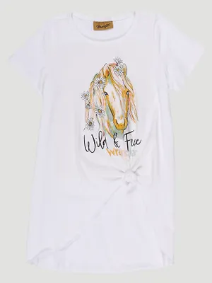 Girl's Wild and Free Horse Graphic Shirt White