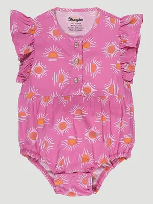Baby Girl's Sunflower Ruffle Sleeve Bodysuit Pink