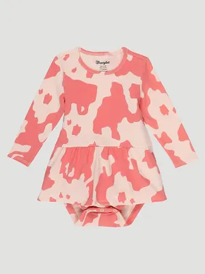 Baby Girl's Skirted Pink Cow Bodysuit