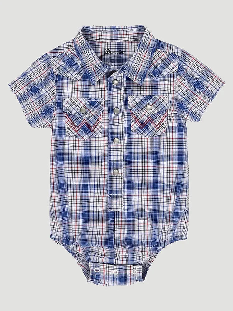 Baby Boy Short Sleeve Western Snap Bodysuit Picnic Navy