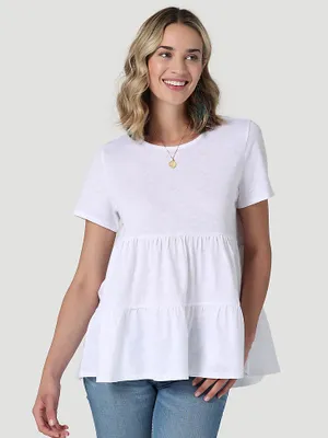 Women's Essential Tiered Babydoll Tee White