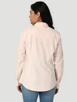 Women's Wrangler Retro® Long Sleeve Stripe Western Snap Top Pale Pink