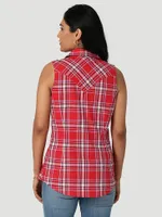 Women's Wrangler Retro® Sleeveless Plaid Western Snap Top Pop Red