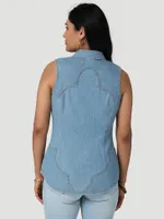 Women's Wrangler Embellished Denim Sleeveless Top