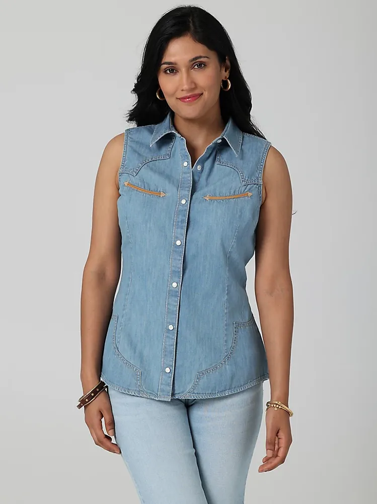 Women's Wrangler Embellished Denim Sleeveless Top