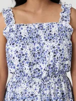 Women's Wrangler Square Neck Ruffle Tank White Floral