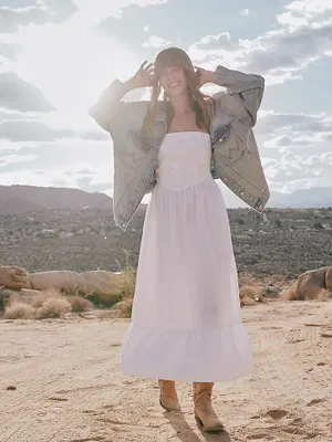 Women's Wrangler Retro Americana Strapless Corset Dress Bright White