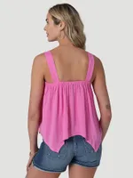 Women's Wrangler Lace Handkerchief Tank Pink