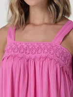 Women's Wrangler Lace Handkerchief Tank Pink