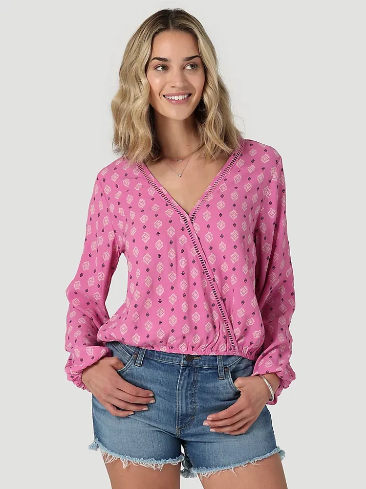 Women's Wrangler Retro Surplice Top Pink