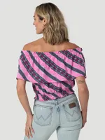 Women's Wrangler Candy Stripe Off Shoulder Top Pink