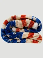 Wrangler Stars Stripes USA Flag Sherpa Throw Blanket:Multi:ONE SIZE