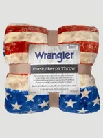 Wrangler Stars & Stripes American Flag Sherpa Fleece Throw Blanket in Multi