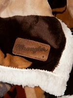 Wrangler Southwestern Buffalo Sherpa Fleece Throw Blanket:Brown:ONE SIZE