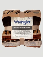 Wrangler Southwestern Buffalo Sherpa Fleece Throw Blanket:Brown:ONE SIZE