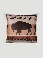 Wrangler Southwestern Buffalo Sherpa Plush Throw Pillow:Brown:ONE SIZE