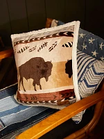 Wrangler Southwestern Buffalo Sherpa Plush Throw Pillow:Brown:ONE SIZE