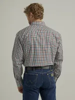 Men's Wrinkle Resist Long Sleeve Western Snap Plaid Shirt Chestnut Brown