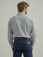 Men's Wrinkle Resist Long Sleeve Western Snap Stripe Shirt Peacoat