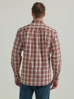 Wrangler Rugged Wear® Long Sleeve Wrinkle Resist Plaid Button-Down Shirt Brick