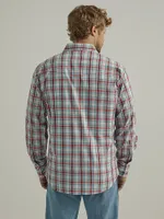 Men's Wrinkle Resist Long Sleeve Western Snap Plaid Shirt Rio Red