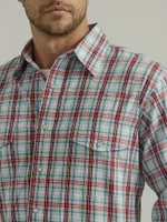 Men's Wrinkle Resist Long Sleeve Western Snap Plaid Shirt Rio Red