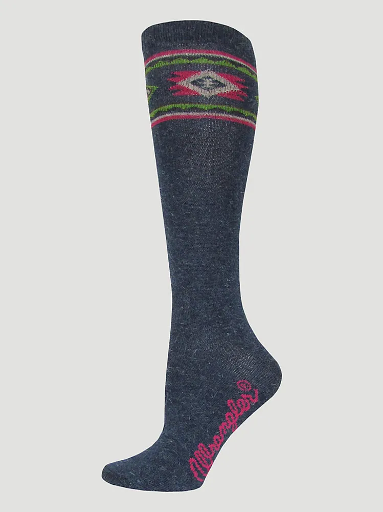 Women's Wrangler® Angora Southwest Knee High Socks in Denim