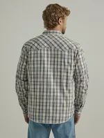 Men's Long Sleeve Fashion Western Snap Plaid Shirt Smoke Grey