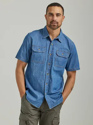 Wrangler® Men's Epic Soft™ Flex Denim Shirt Mid Wash