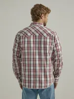 Men's Long Sleeve Fashion Western Snap Plaid Shirt Biking Red