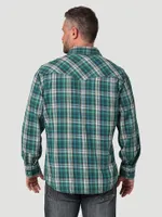 Men's Wrangler Retro® Premium Long Sleeve Western Snap Plaid Shirt Green Daze