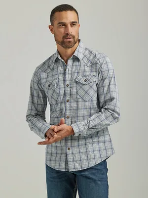 Men's Cowboy Wash Plaid Shirt Vintage Indigo